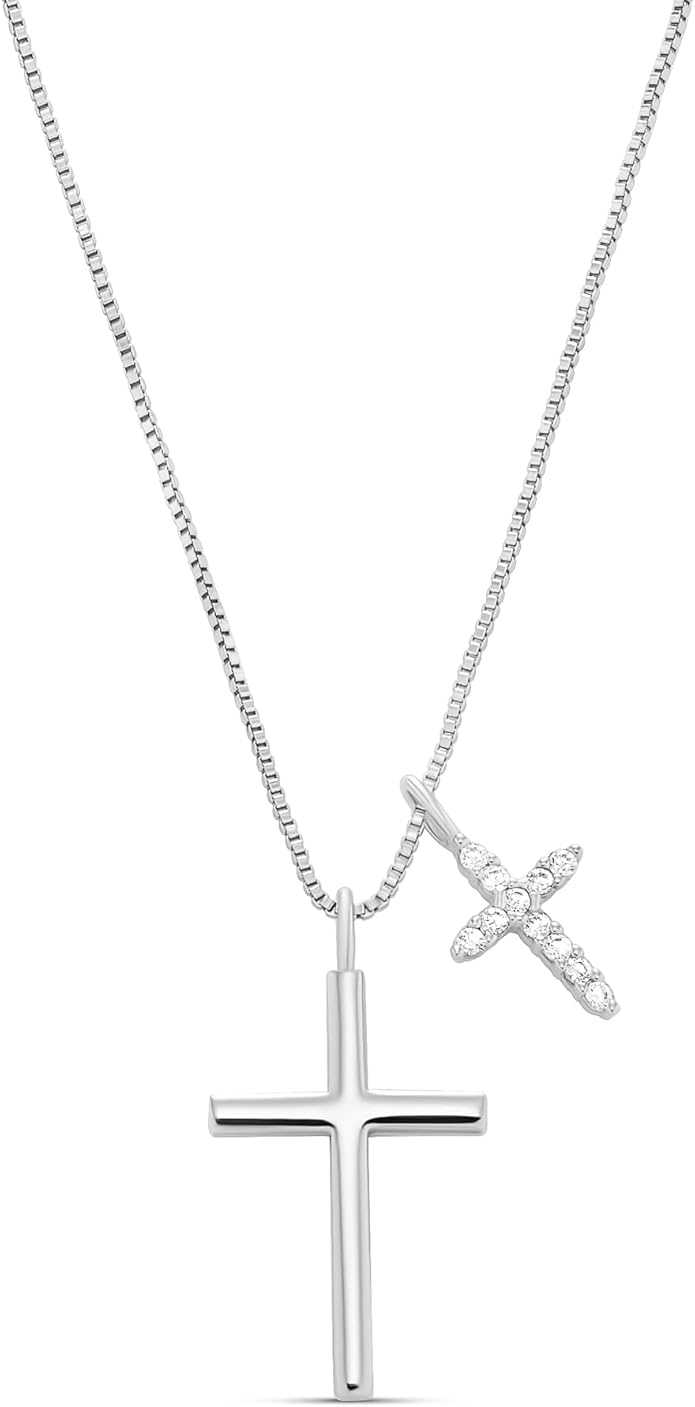 Milla 14K Gold Plated Cross Necklace for Women, Silver Cross Necklaces for Women, 18 inches Chain with Cross Pendant