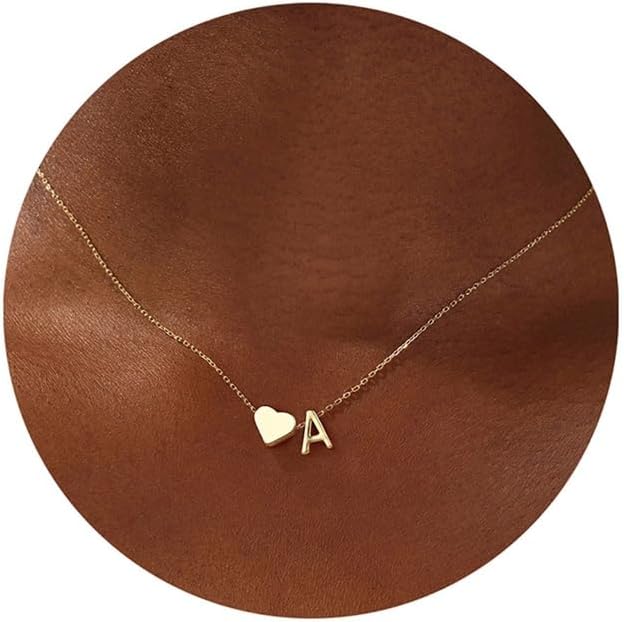 Turandoss Valentines Day Gifts for Kids Teen Girls - Dainty 18K Gold Plated Heart Initial A-Z Pendant Necklace Trendy Jewelry Heart Necklaces Birthday Valentines Day Gifts for Girlfriend Wife Women