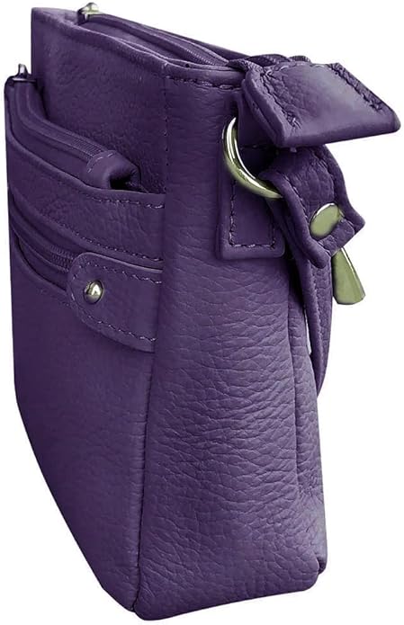 Cowhide Leather Women's Shoulder Purse Small Cross Body Organizer Bag with Many Pockets