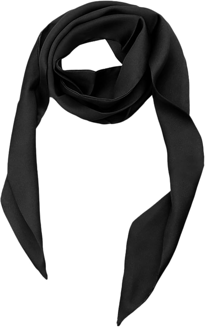 Long Satin Neckerchief Versatile Ribbon Tie Neck Scarf Solid Color Skinny Womens Tie