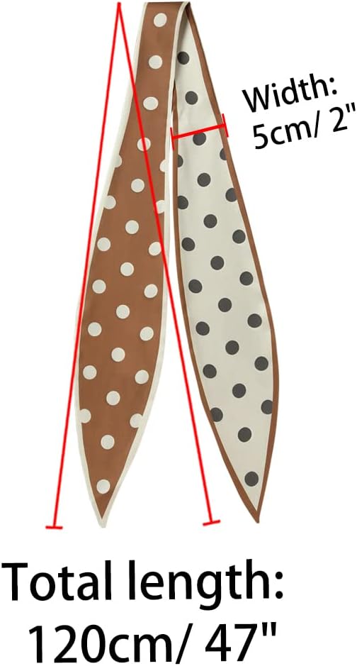 Allegra K Chic Polka Dots Women Neckerchief Skinny Scarves Hair Band Ribbon for Bag Accessory