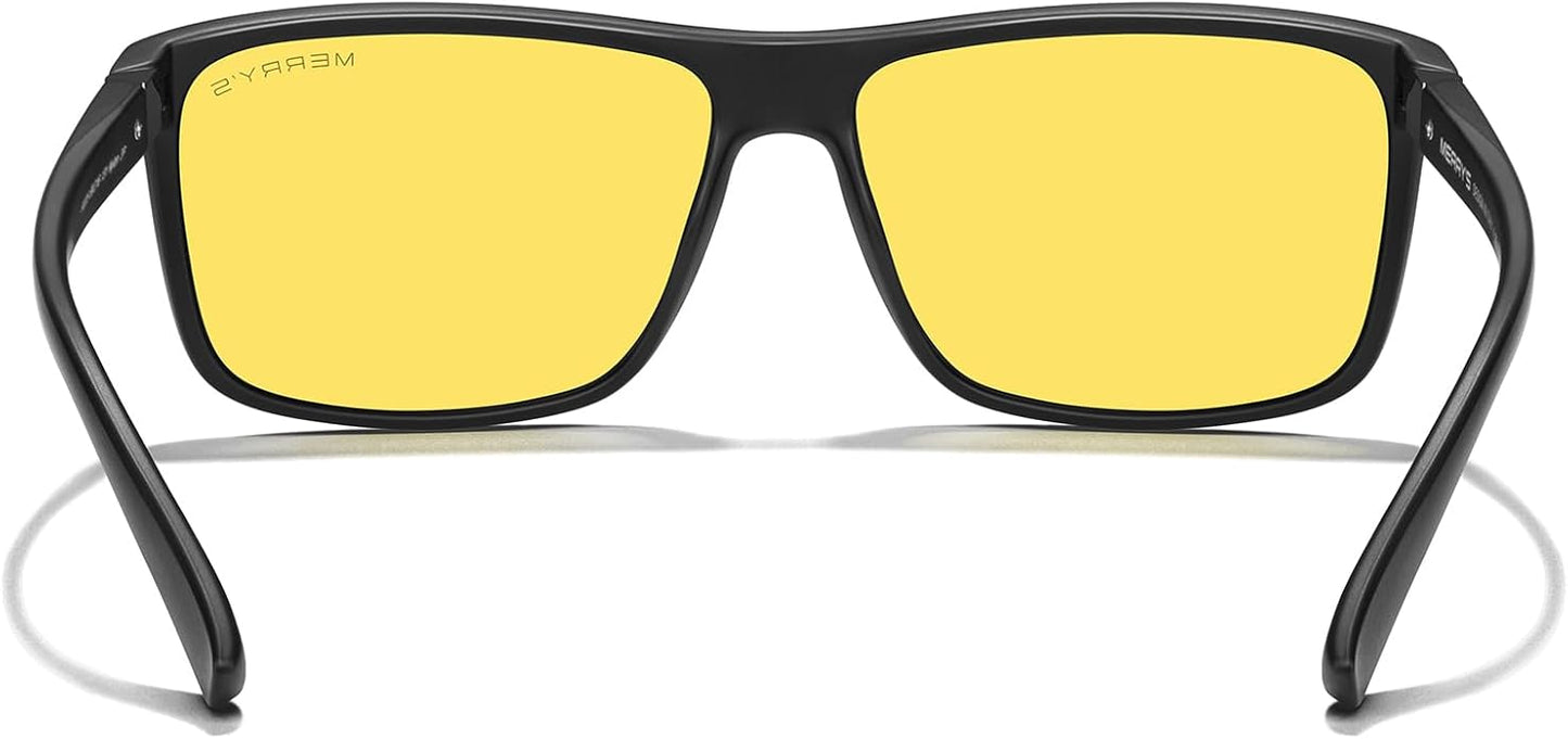 MERRY'S Rectangular Polarized Sports Sunglasses for Men Women Cycling Driving Fishing UV400 Protection S8225