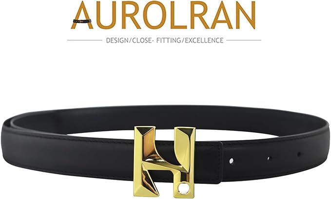 Women's Fashion Classic Metal Buckle Leather Belt with Jeans Dress
