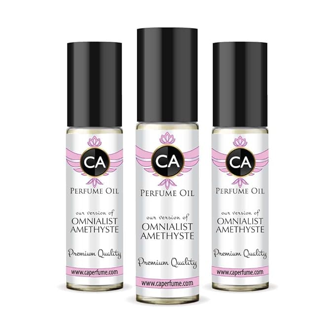 CA Perfume Impression of Omnialist Amethyste for Women Eau De Parfum Floral Woody Musk Scent Long Lasting Perfumes for Women Travel Size TSA Ready for Day and Night Wear 0.33 Fl Oz 10ml (Pack of 3)
