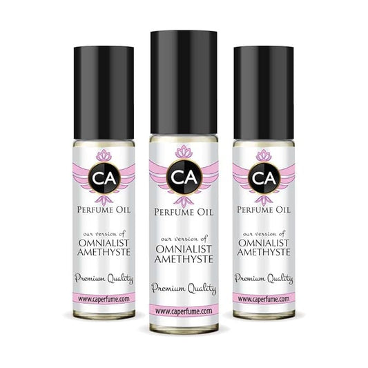 CA Perfume Impression of Omnialist Amethyste for Women Eau De Parfum Floral Woody Musk Scent Long Lasting Perfumes for Women Travel Size TSA Ready for Day and Night Wear 0.33 Fl Oz 10ml (Pack of 3)
