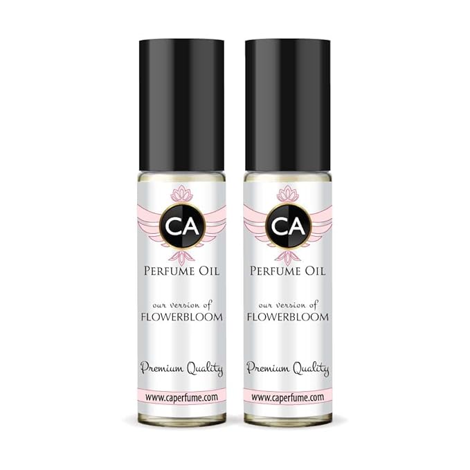 CA Perfume Impression of Flowerbloom For Women Fragrance Body Oil Alcohol-Free Travel Size Concentrated Long Lasting Roll-On 0.3 Fl Oz (Pack of 2)