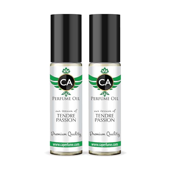 CA Perfume Impression of Tendre Passion for Women Eau De Parfum Floral Scent Long Lasting Perfumes for Women Travel Size TSA Ready for Day and Night Wear 0.33 Fl Oz 10ml (Pack of 2)