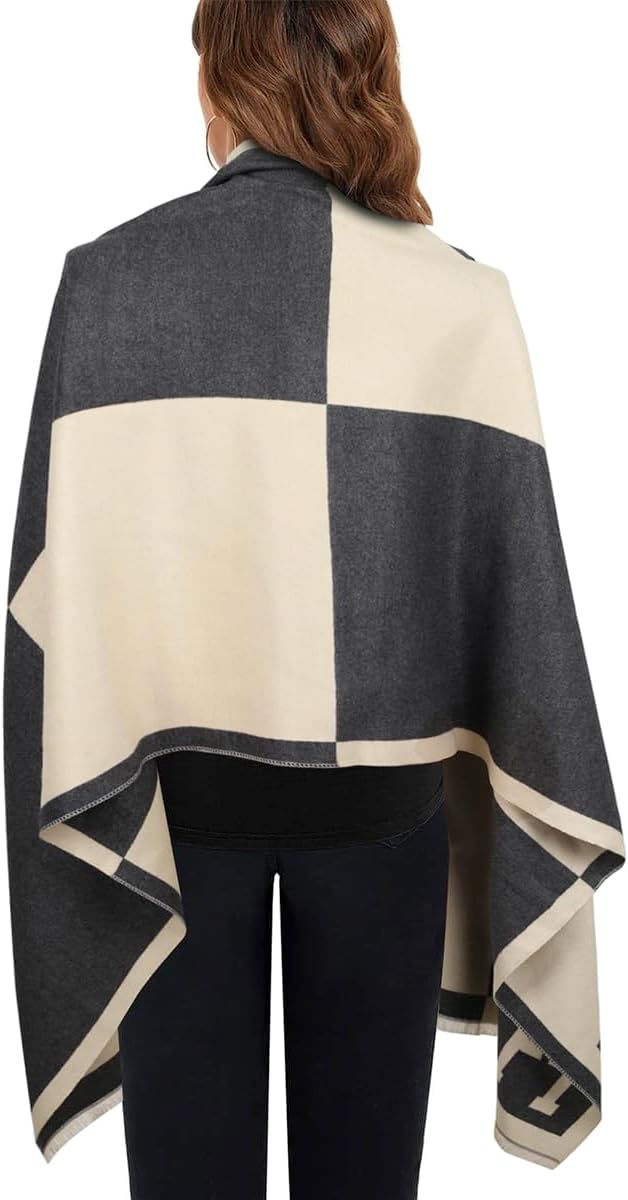 EXTREE Scarfs for Women Pashmina Silky Shawl Wrap for Evening Dressing Blanket Open Front Poncho Cape