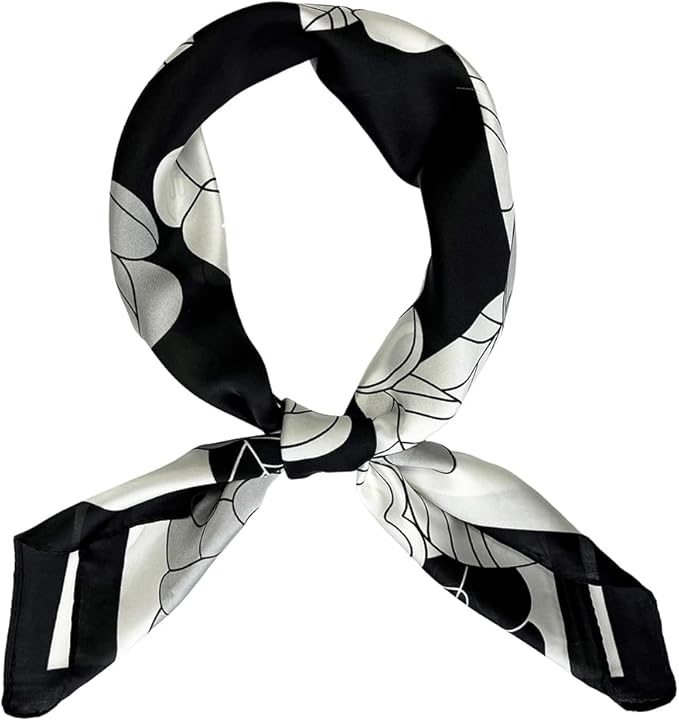 FONYVE Silk Feeling Scarf Medium Square Satin Head Scarf for Women 27.5 × 27.5 inches