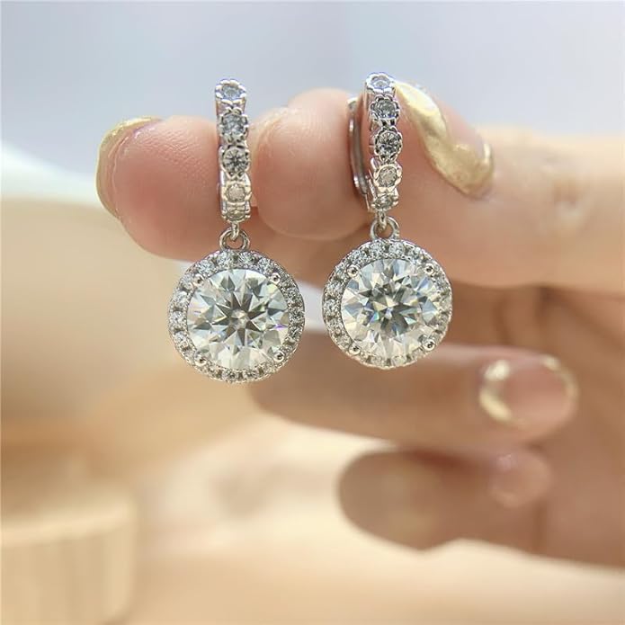 14K Solid Gold over S925 Sterling Silver 1/2/3 Carat Diamond Stud Earrings, Fashionable Classic Round Jewelry Earrings, Ideal for Making a Statement