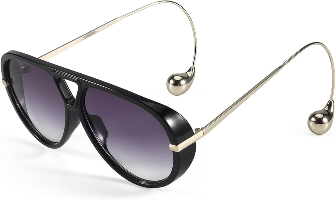 SODQW Oversized Aviator Sunglasses for Women With Earring Trendy Large Big XL Size 2025 Designer Ladies Shades