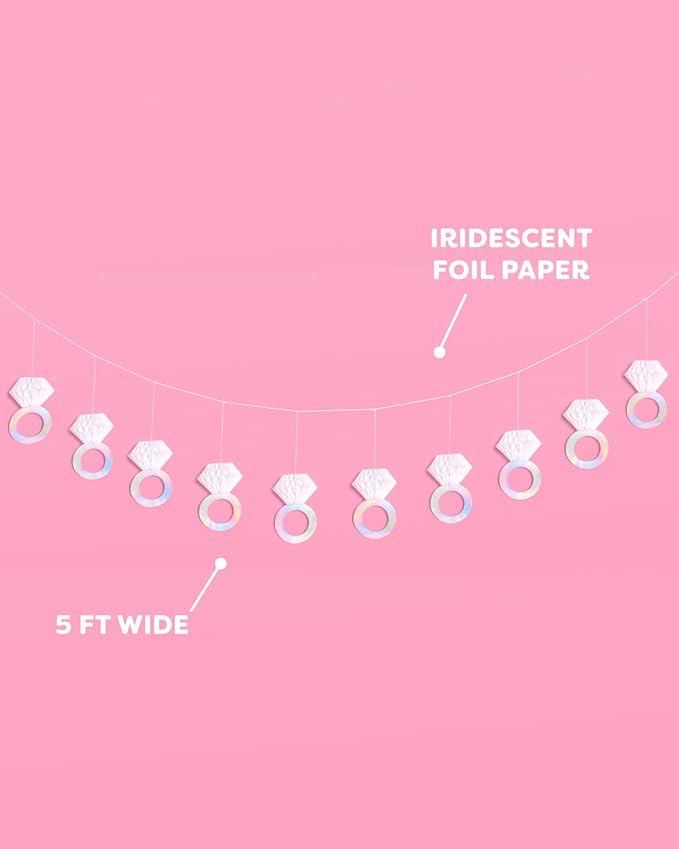xo, Fetti Diamond Ring 3D Banner - 5 Ft. | Engagement Party Decoration, Tying The Knot Proposal Decor, Bachelorette Backdrop, Just Married, Bridal Shower, She Said Yes