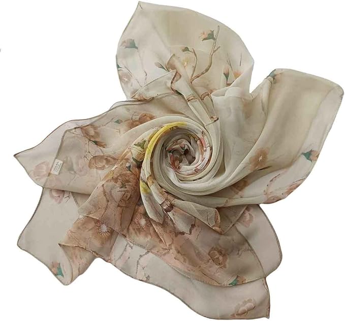 Pokeedioty Scarfs for Women Lightweight Scarves Elegant Floral Pattern Sheer Scarfs Shawls Wraps