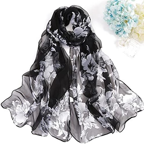 YOUR SMILE Ladies/Women's Lightweight Floral Print/Solid Color mixture Shawl Scarf For Spring Summer season