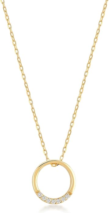 Gelin Diamond Circle Necklace in 14K Solid Gold