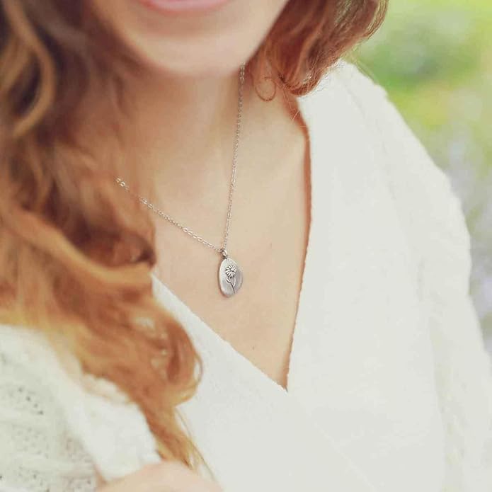 LISA LEONARD DESIGNS Pewter Birth Flower Pendant Necklace Minimalist Jewelry Necklaces For Women Gift For Her Dainty Necklaces