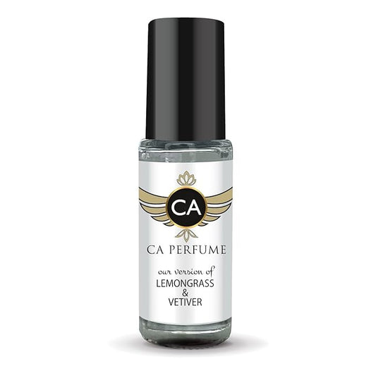 CA Perfume Impression of Lemongrass & Vetiver Unisex Fragrance Oil Woody Aromatic Scent Long Lasting Perfumes for Women & Men Travel Size TSA Ready Mini Parfum Body Oil Roll-on 0.14 Fl Oz 4ml