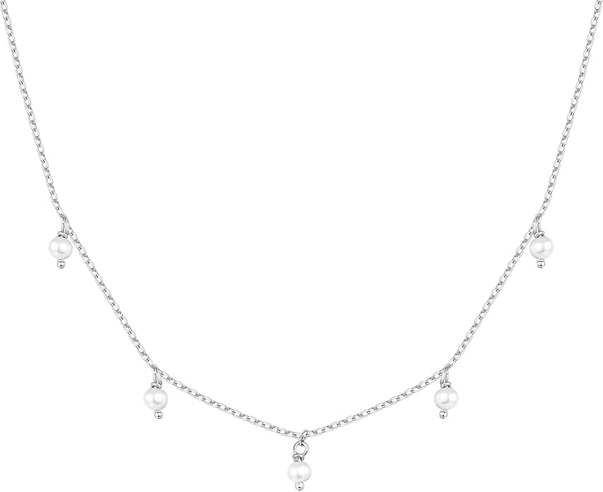 PAVOI 14K Gold Plated Station Necklace - Simulated Diamond Layering Necklaces - Womens CZ Chain