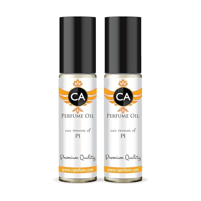CA Perfume Impression of Pi for Men Eau De Parfum Amber Woody Scent Long Lasting Cologne for Men Travel Size TSA Ready for Day and Night Wear 0.33 Fl Oz 10ml (Pack of 2)