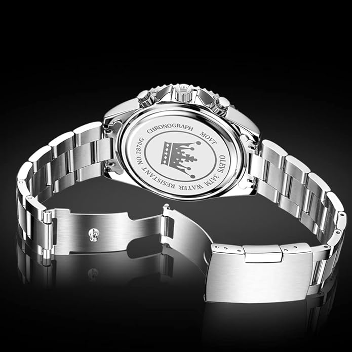 OLEVS Mens Watches Big Face Stainless Steel Waterproof Date Analog Quartz Watches Fashion BusinessWrist Watches for Men…