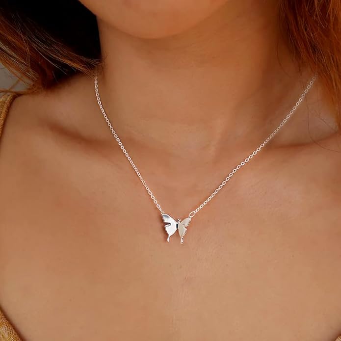 MIDEEO Dainty Butterfly Necklace for Women 14K Gold Plated Butterfly Pendant Necklace Minimalist Charm Jewelry…