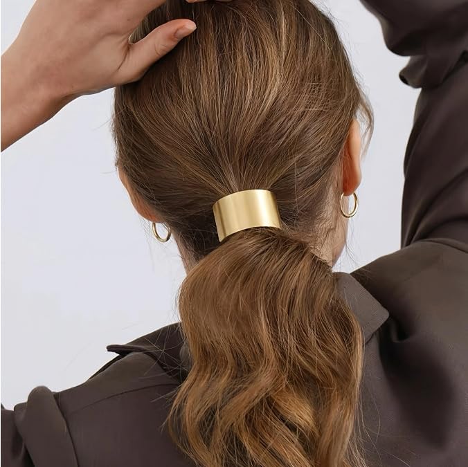 Metal Ponytail Hair Clips Gold Ponytail Holder Cuffs,Retro French Barrettes Large For Women Girls Long Thick Curly Hair Decorative Accessories