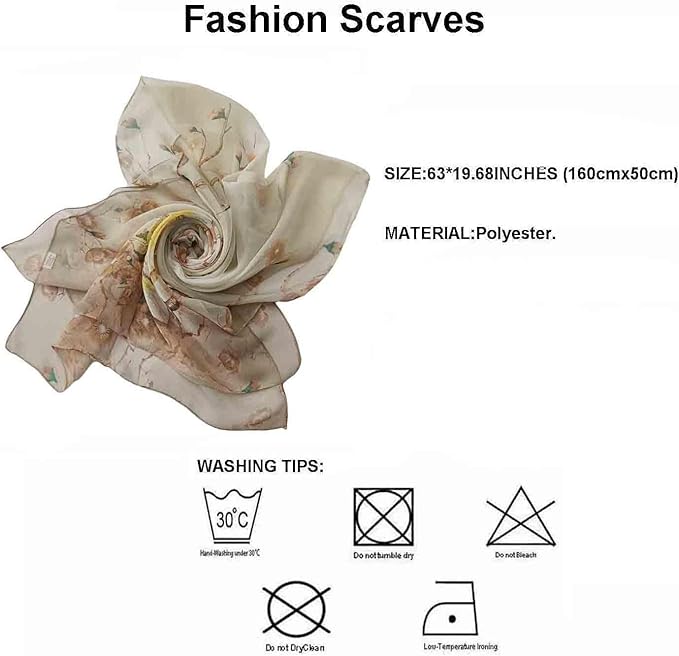 Pokeedioty Scarfs for Women Lightweight Scarves Elegant Floral Pattern Sheer Scarfs Shawls Wraps