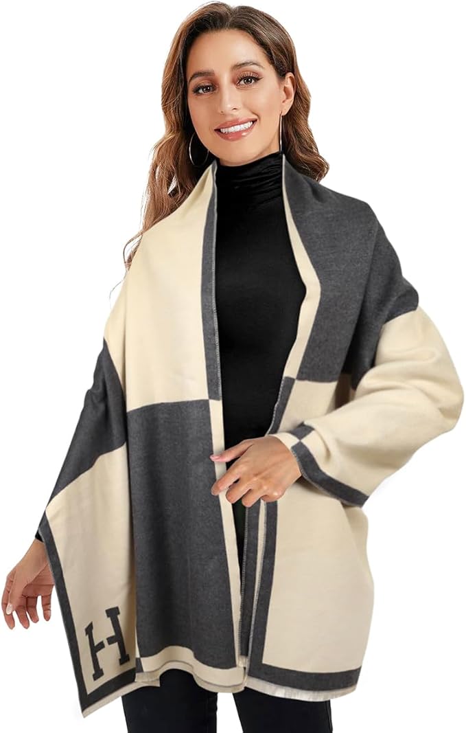 EXTREE Scarfs for Women Pashmina Silky Shawl Wrap for Evening Dressing Blanket Open Front Poncho Cape