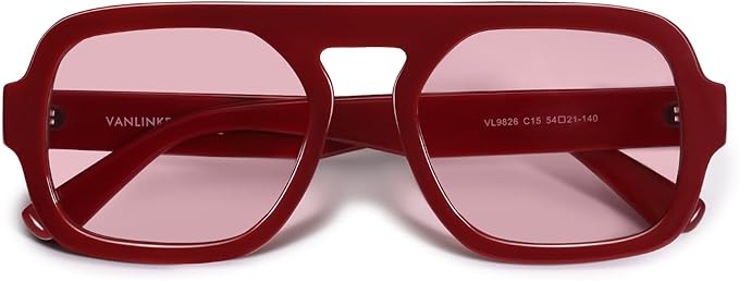 VANLINKER Oversized Retro Square Aviator Sunglasses for Women Men 70s Vintage Style Trendy Big Flat Top Sun Glasses VL9826