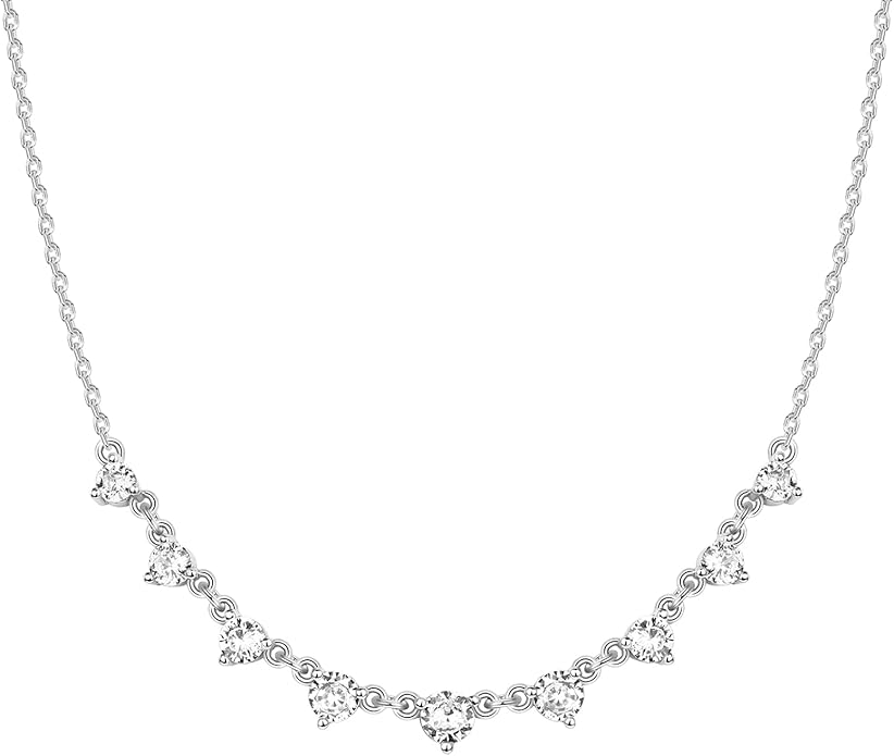 PAVOI 14K Gold Plated Station Necklace - Simulated Diamond Layering Necklaces - Womens CZ Chain