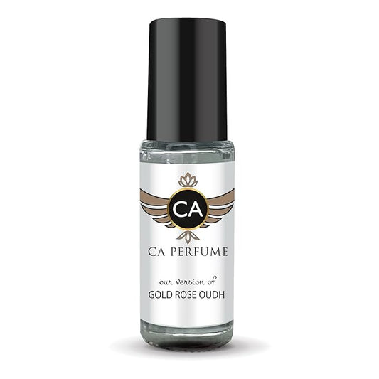 CA Perfume Impression of Gold Rose Oudh Unisex Perfume Oil Amber Scent Long Lasting Fragrance for Women and Men Travel Size Mini Perfume Sample TSA Ready Body Oil Roll-on 0.14 Fl Oz 4ml