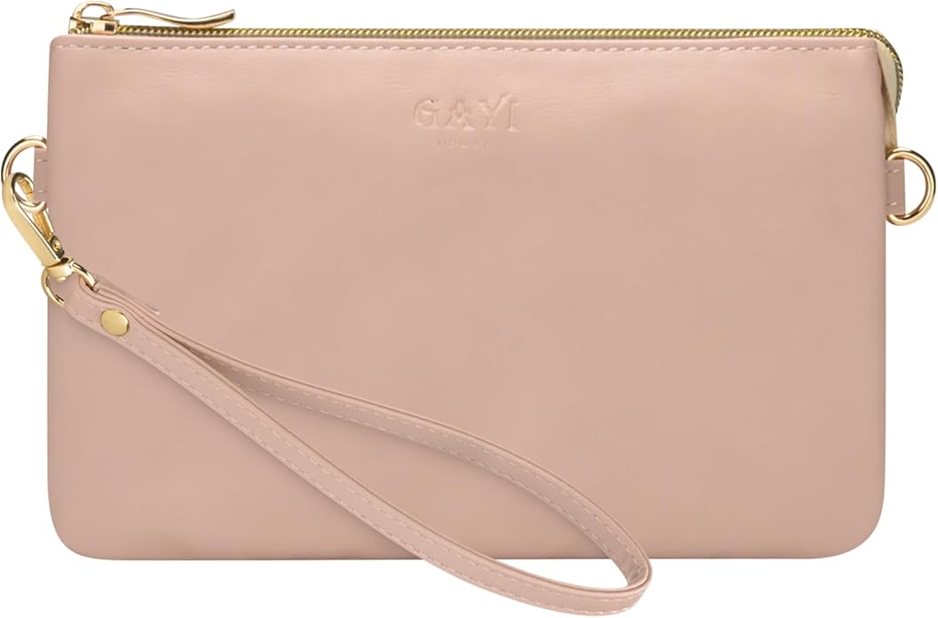 Wristlet Purses for Women, Vegan Leather Crossbody Evening Zip Clutch Bag with Strap | Vegan Leather, Evening, Zip, with Strap