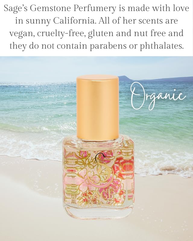 The Sage Lifestyle Rose Quartz Roll On, Oil, Extract, Rose, Honeysuckle, Sandalwood, Jasmine, Perfume for Women, Long Lasting, Fragrance, Floral, Parfum, 1/4 oz, Travel Size, Mini Perfume for Women