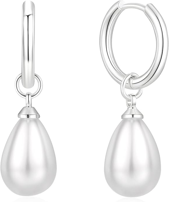 14k Gold Plated Lightweight Pearl Earrings,Trendy Jewelry,Teardrop Hoop Earrings for Women,Pearl Drop Earrings,Elegant Jewelry for Gifts