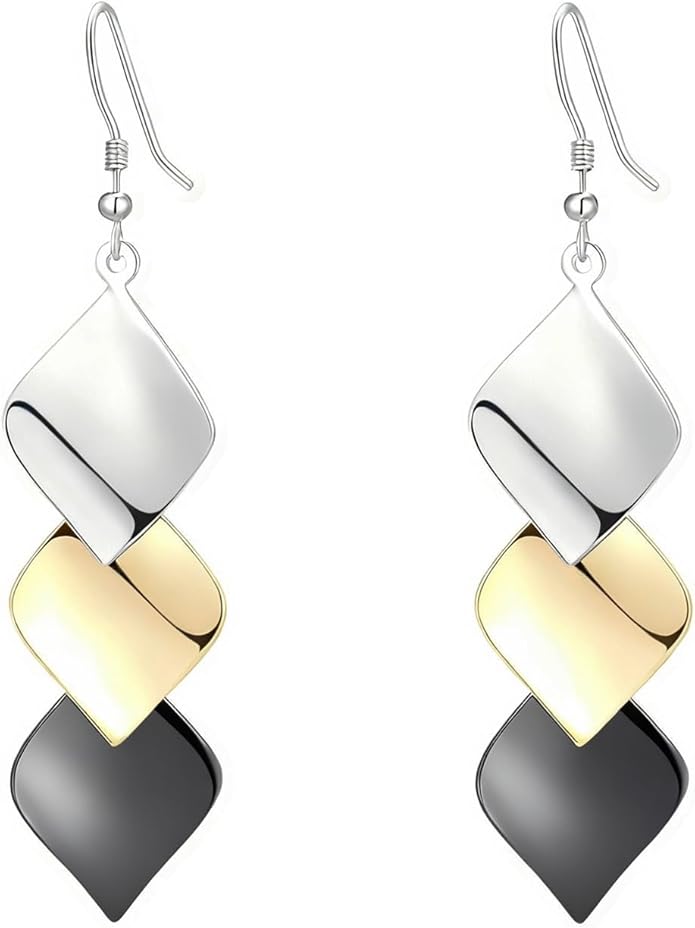 925 Sterling Silver Hooks Small Dangle Drop Earrings for Women Light Weight Tricolor Subtlety Small Fashion Dainty Perfect Jewelry for Gifts hypoallergenic Elegant Classical