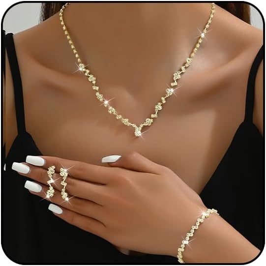 Wedding Jewelry Sets for Brides Silver Rhinestone Necklaces Earring Bracelet Set Wedding Sets for Women Prom Jewelry Sets for Women