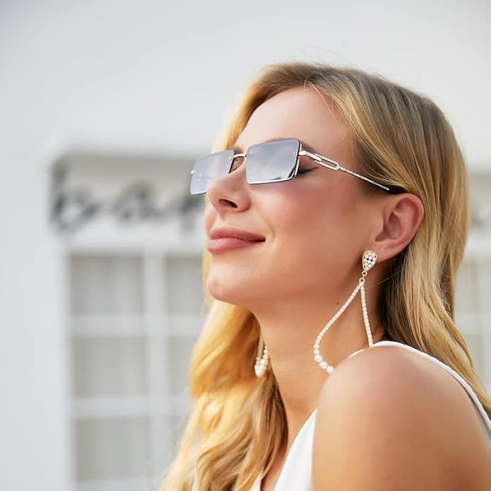 Kursan Frameless Rectangle Sunglasses for Men Women Small Rimless Sun Glasses Shades UV400 Protection