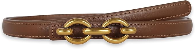 Women's Fashion Classic Metal Buckle Leather Belt with Jeans Dress
