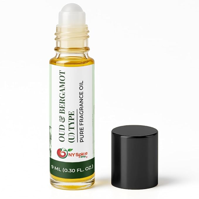 NY Spice Shop Oud & Bergamot U Type Musk Fragrance – Pack of 1 Bergamot Fragrance Oil & Soft Floral Scents – Musk Aroma Profile with Enduring Aroma Tone – Artisan Scent Oil for Scent Lovers