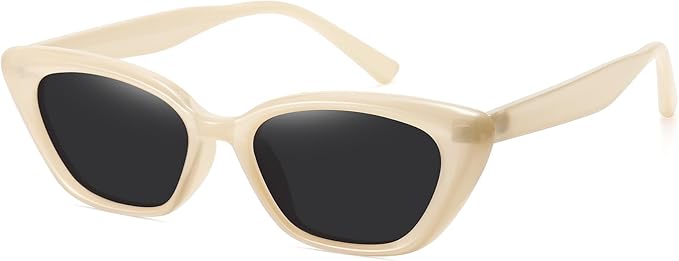 WOWSUN Small Cat Eye Sunglasses Womens Retro Narrow Trendy Polarized Sunglasses