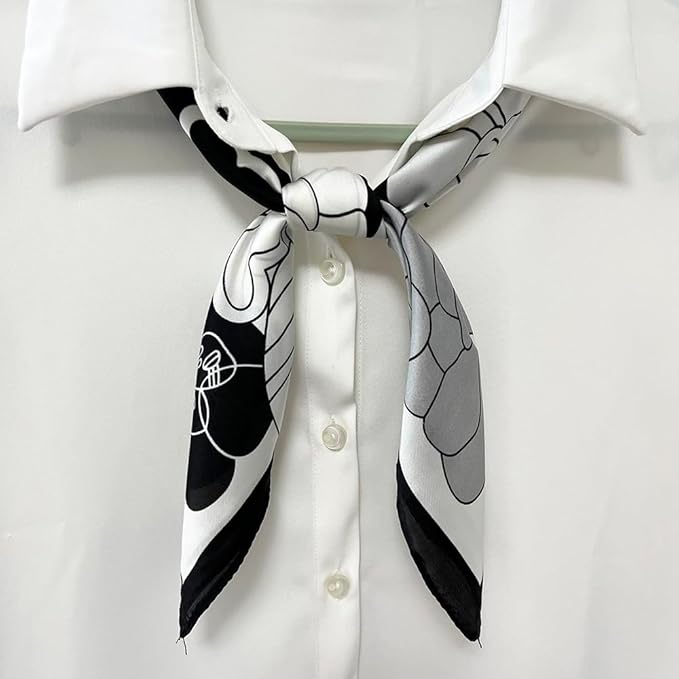 FONYVE Silk Feeling Scarf Medium Square Satin Head Scarf for Women 27.5 × 27.5 inches