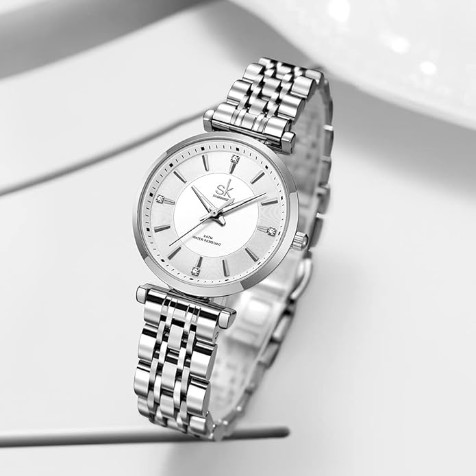 SHENGKE SK Classic Women Watches Fashion Ladies Dress Watch Solid Stainless Steel Band