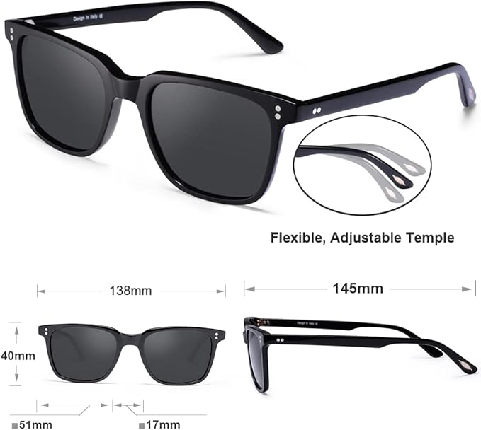 CARFIA Polarized Sunglasses for Women: Acetate, Small/Medium Size, UV400 Anti Glare CA5354