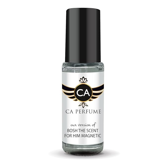 CA Perfume Impression of Bosh The Scent For Him Magnetic for Men Perfume Oil Amber Fruity Scent Long Lasting Cologne for Men Travel Size Mini Perfume Sample TSA Ready Body Oil Roll-on 0.14 Fl Oz 4ml