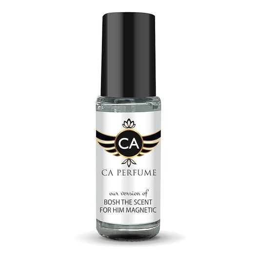 CA Perfume Impression of Bosh The Scent For Him Magnetic for Men Perfume Oil Amber Fruity Scent Long Lasting Cologne for Men Travel Size Mini Perfume Sample TSA Ready Body Oil Roll-on 0.14 Fl Oz 4ml