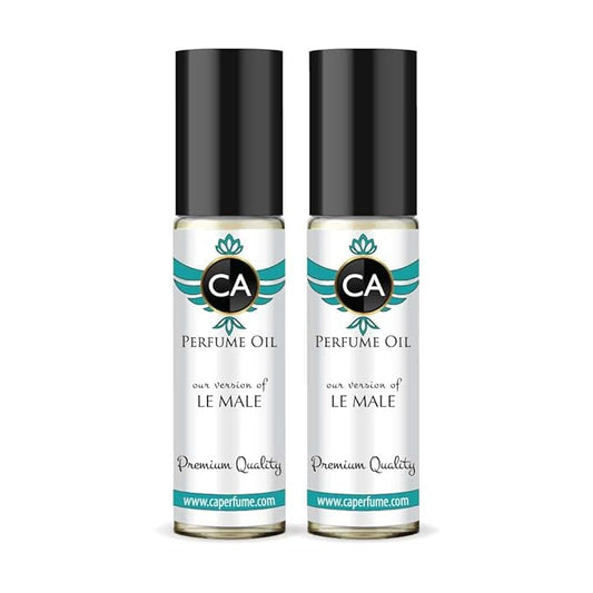 CA Perfume Impression of Le Male for Men Eau De Parfum Amber Fougere Scent Long Lasting Cologne for Men Travel Size TSA Ready for Day and Night Wear 0.33 Fl Oz 10ml (Pack of 2)