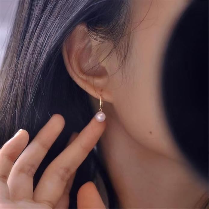 Freshwater Cultured Pearl Earrings-Gifts for Women-Gift for Wife Wedding Birthday Anniversary-Mom Her Mothers Day Valentines Day Christmas-18K Gold Plated Sterling Silver Pearl Dangle Earring Fine Jewelry