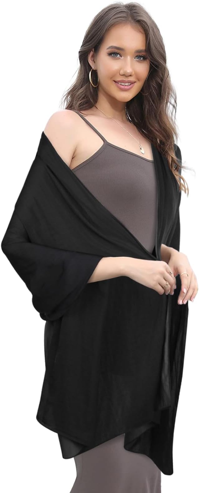 EXTREE Scarfs for Women Pashmina Silky Shawl Wrap for Evening Dressing Blanket Open Front Poncho Cape