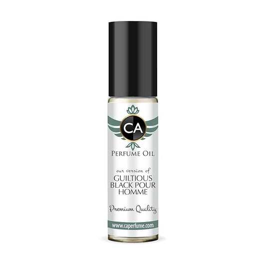 CA Perfume Impression of Guiltiness Black Pour Homme for Men Fragrance Oil Aromatic Fougere Scent Long Lasting Cologne for Men Travel Size TSA Ready Mini Parfum Body Oil Roll-on 0.33 Fl Oz 10ml