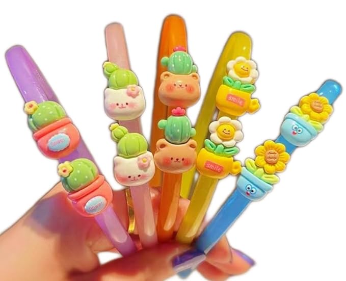 5Pcs Girls Headbands, Sunflower Hairband for Kids, Cute Cartoon Head Band, Hair Bands, Colorful Hair accessories, Party Gifts